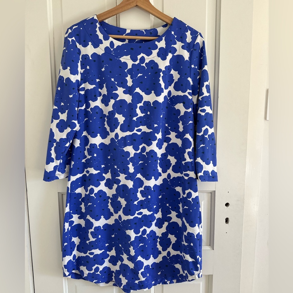 MAHI GOLD Blue and White Floral Long Sleeve Dress